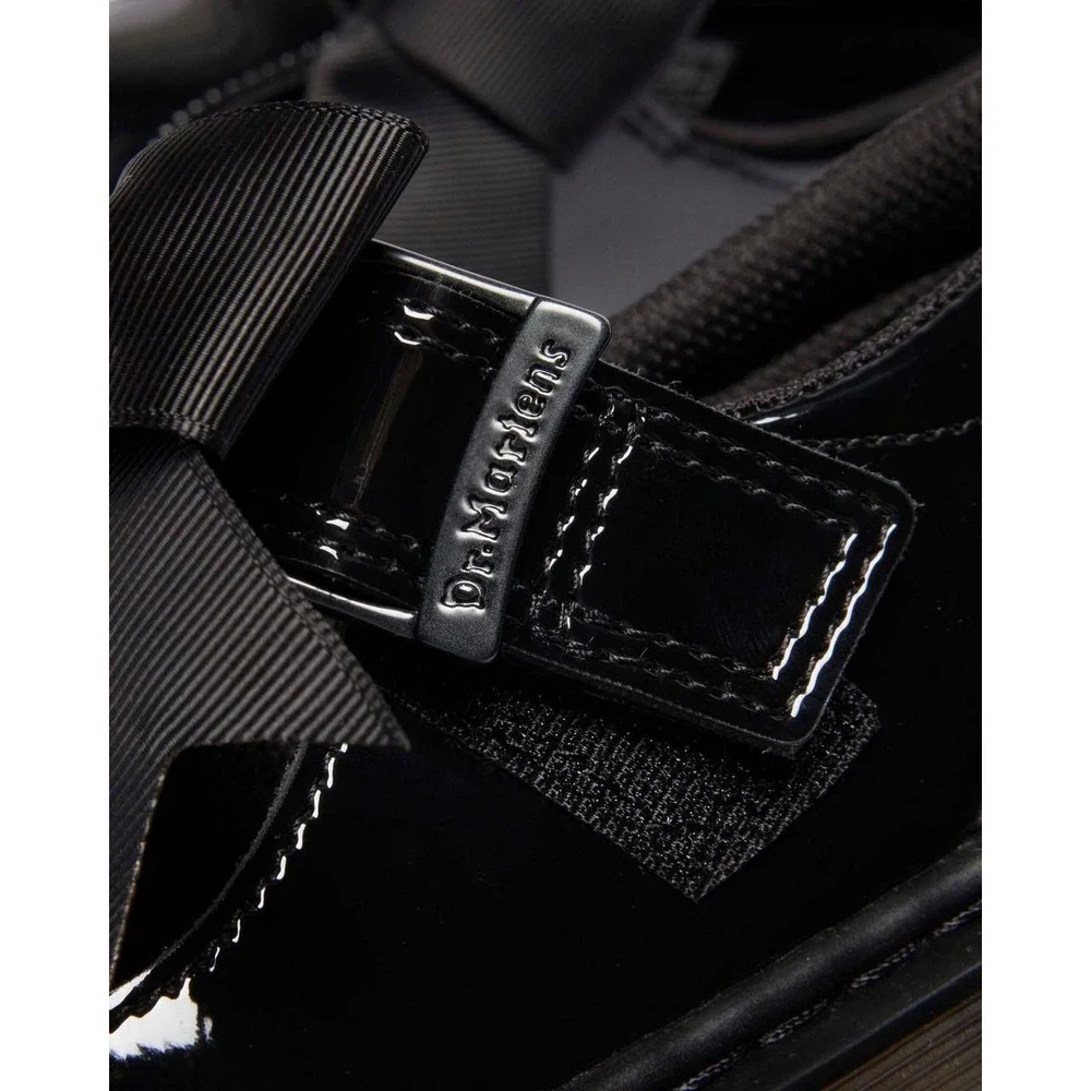 Dr. Martens Polley II Bow Patent Leather Mary Jane Shoes Black Youth Girls 5‎